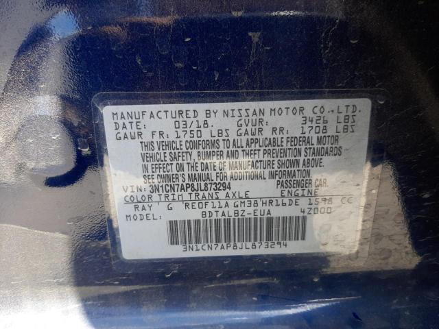Photo 10 from auction – 2018 NISSAN VERSA S with VIN 3N1CN7AP8JL873294