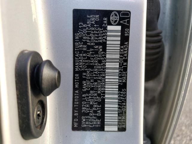 Photo 10 from auction – 2014 TOYOTA COROLLA L with VIN 2T1BURHE8EC036517