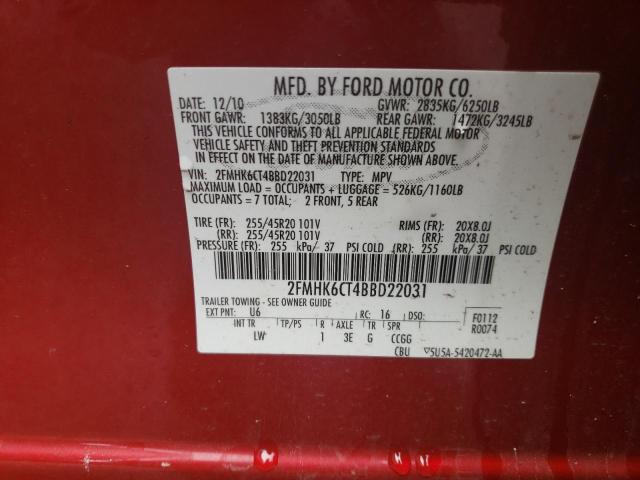 Photo 10 from auction – 2011 FORD FLEX SEL with VIN 2FMHK6CT4BBD22031