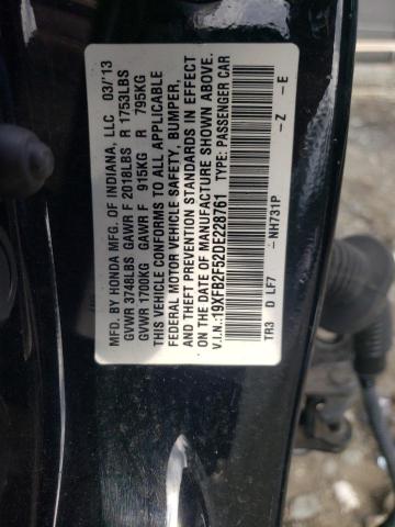 Photo 10 from auction – 2013 HONDA CIVIC LX with VIN 19XFB2F52DE228761