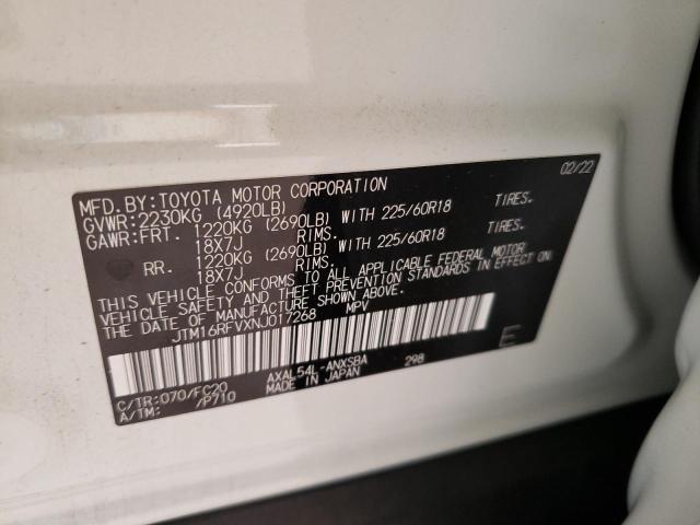 Photo 10 from auction – 2022 TOYOTA RAV4 SE with VIN JTM16RFVXNJ017268