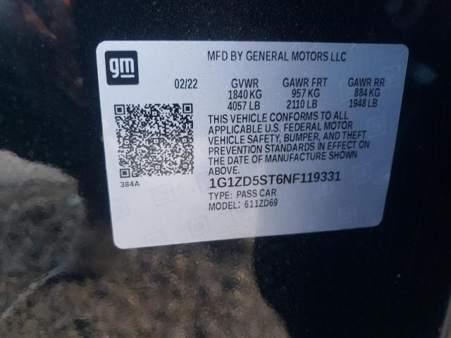 Photo 10 from auction – 2022 CHEVROLET MALIBU LT with VIN 1G1ZD5ST6NF119331