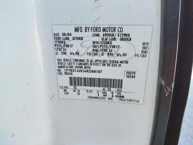 Photo 10 from auction – 2004 FORD F150 with VIN 1FTRX14W34KD68187