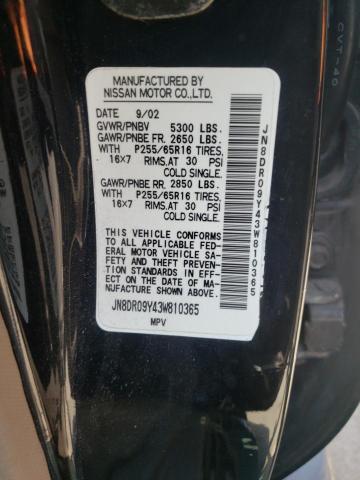Photo 10 from auction – 2003 NISSAN PATHFINDER with VIN JN8DR09Y43W810365