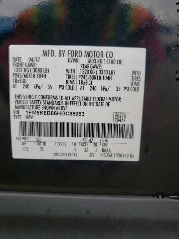 Photo 10 from auction – 2017 FORD EXPLORER with VIN 1FM5K8B86HGC88963