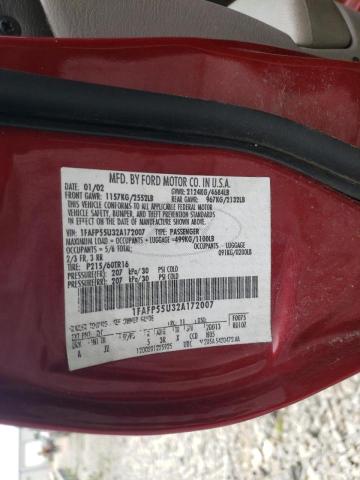 Photo 10 from auction – 2002 FORD TAURUS SES with VIN 1FAFP55U32A172007