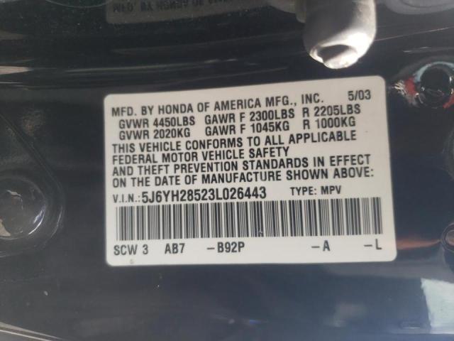 Photo 10 from auction – 2003 HONDA ELEMENT EX with VIN 5J6YH28523L026443