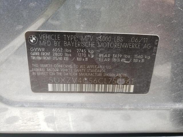 Photo 10 from auction – 2012 BMW X5 XDRIVE3 with VIN 5UXZV4C56CL750561