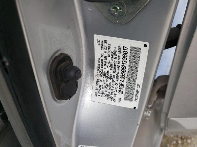 Photo 10 from auction – 2008 HONDA CIVIC LX with VIN 2HGFA16598H308017