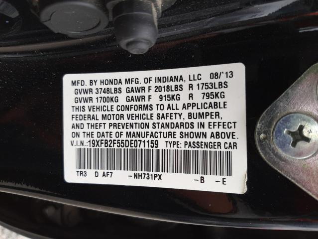 Photo 10 from auction – 2013 HONDA CIVIC LX with VIN 19XFB2F55DE071159