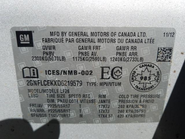 Photo 10 from auction – 2013 CHEVROLET EQUINOX LS with VIN 2GNFLCEKXD6219579