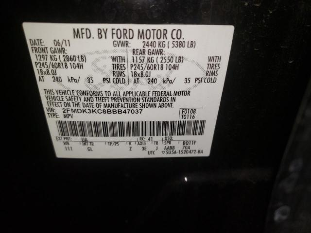 Photo 10 from auction – 2011 FORD EDGE with VIN 2FMDK3KC8BBB47037