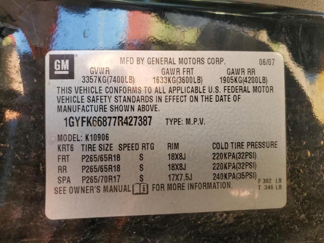 Photo 10 from auction – 2007 CADILLAC ESCALADE E with VIN 1GYFK66877R427387
