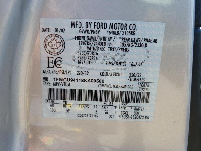 Photo 10 from auction – 2008 FORD ESCAPE LIM with VIN 1FMCU94118KA00562