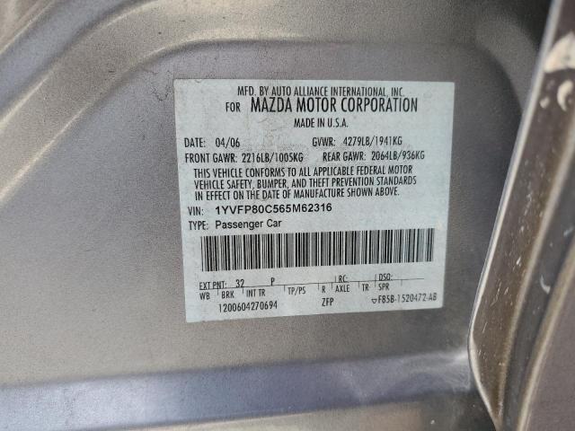 Photo 10 from auction – 2006 MAZDA 6 I with VIN 1YVFP80C565M62316