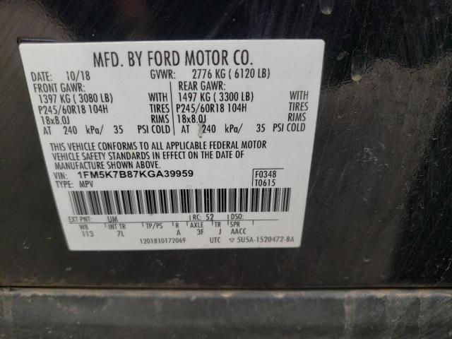 Photo 10 from auction – 2019 FORD EXPLORER with VIN 1FM5K7B87KGA39959