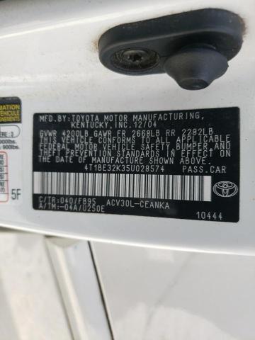 Photo 10 from auction – 2005 TOYOTA CAMRY LE with VIN 4T1BE32K35U028574