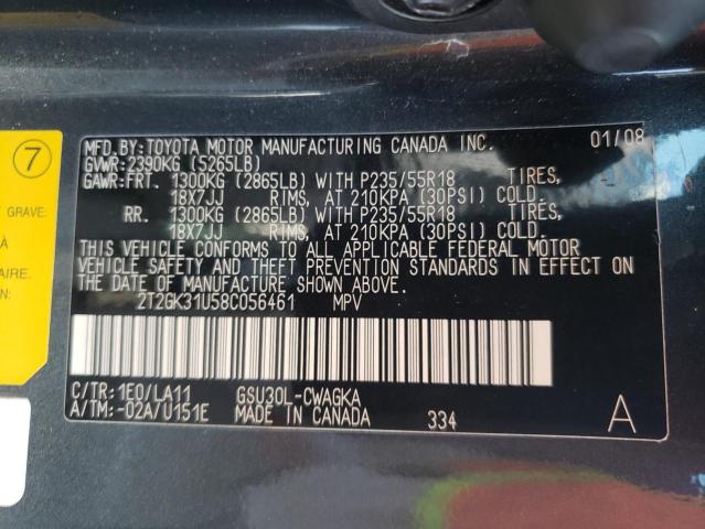 Photo 10 from auction – 2008 LEXUS RX 350 with VIN 2T2GK31U58C056461