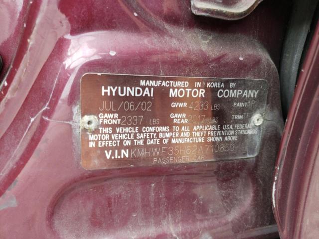 Photo 10 from auction – 2002 HYUNDAI SONATA with VIN KMHWF35H62A710859