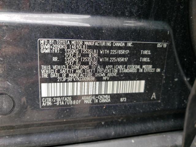 Photo 10 from auction – 2019 TOYOTA RAV4 XLE with VIN 2T3P1RFV7KC009698