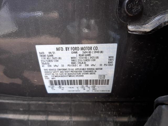 Photo 10 from auction – 2021 FORD EXPLORER X with VIN 1FMSK8DH7MGC35389
