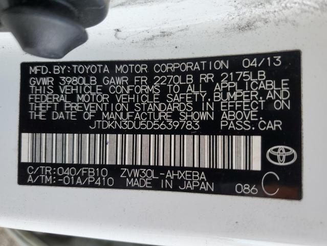 Photo 10 from auction – 2013 TOYOTA PRIUS with VIN JTDKN3DU5D5639783