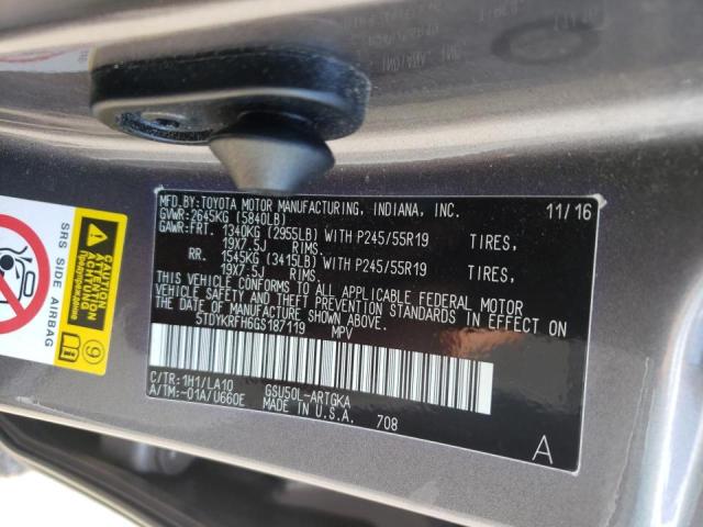 Photo 10 from auction – 2016 TOYOTA HIGHLANDER with VIN 5TDYKRFH6GS187119