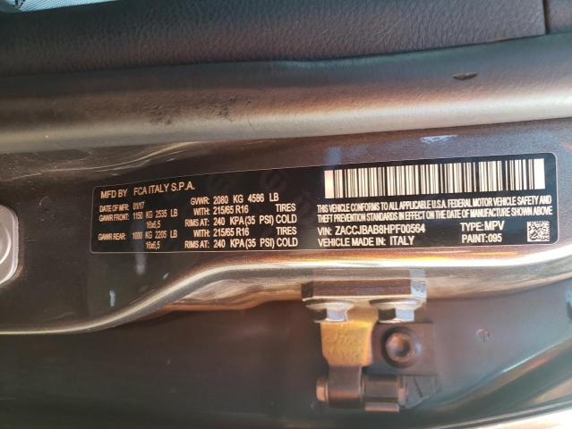 Photo 10 from auction – 2017 JEEP RENEGADE S with VIN ZACCJBAB8HPF00564