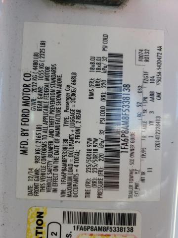 Photo 10 from auction – 2015 FORD MUSTANG with VIN 1FA6P8AM8F5338138