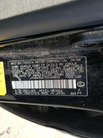 Photo 10 from auction – 2005 LEXUS ES 330 with VIN JTHBA30G755068843