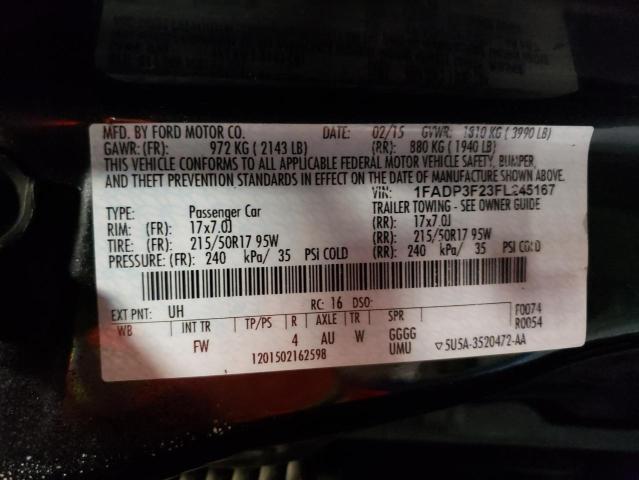 Photo 10 from auction – 2015 FORD FOCUS SE with VIN 1FADP3F23FL245167