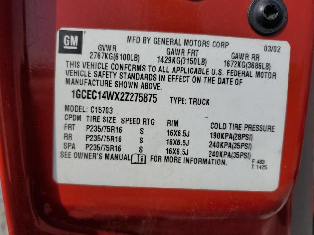 Photo 10 from auction – 2002 CHEVROLET SILVERADO with VIN 1GCEC14WX2Z275875