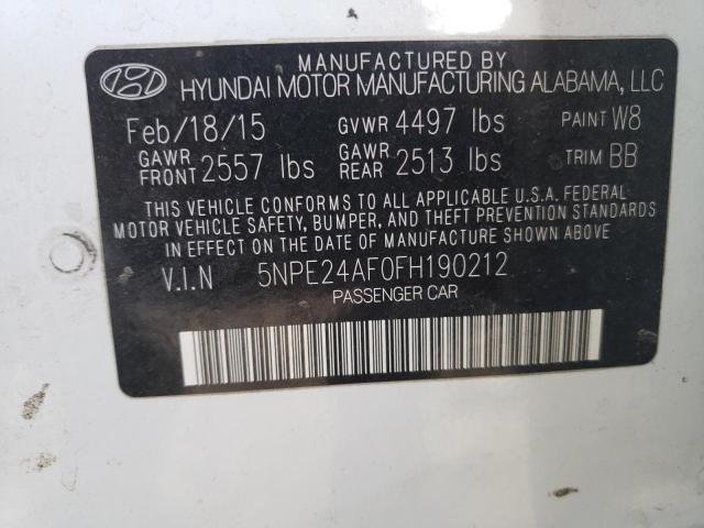 Photo 10 from auction – 2015 HYUNDAI SONATA SE with VIN 5NPE24AF0FH190212