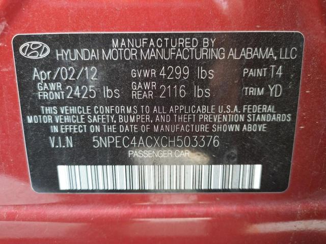 Photo 10 from auction – 2012 HYUNDAI SONATA SE with VIN 5NPEC4ACXCH503376