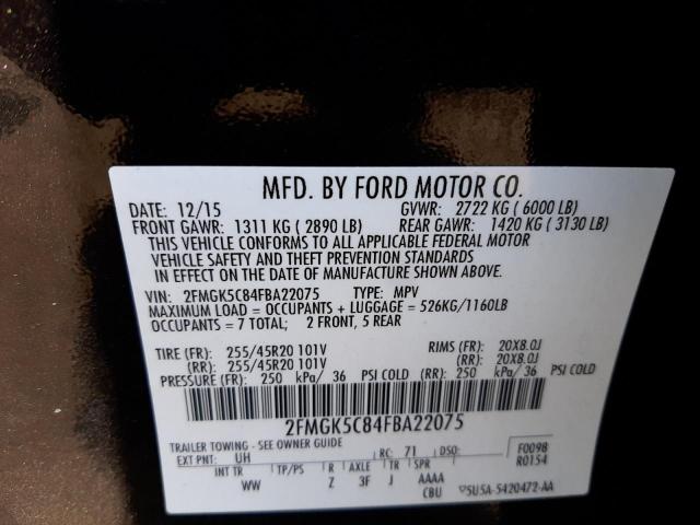 Photo 10 from auction – 2015 FORD FLEX SEL with VIN 2FMGK5C84FBA22075
