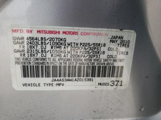 Photo 10 from auction – 2010 MITSUBISHI OUTLANDER with VIN JA4AS3AW1AZ015391