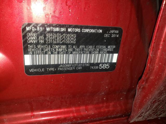 Photo 10 from auction – 2015 MITSUBISHI LANCER EVO with VIN JA32W8FV2FU012790