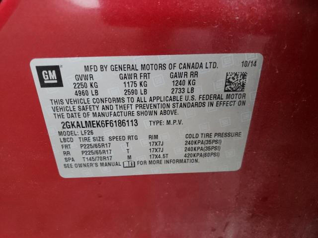 Photo 10 from auction – 2015 GMC TERRAIN SL with VIN 2GKALMEK6F6186113