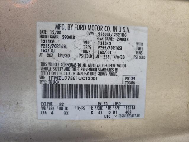 Photo 10 from auction – 2001 FORD EXPLORER S with VIN 1FMZU77E81UC13001