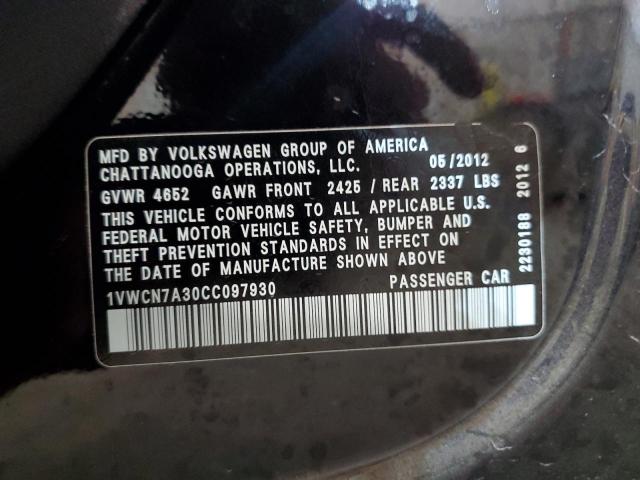 Photo 10 from auction – 2012 VOLKSWAGEN PASSAT SEL with VIN 1VWCN7A30CC097930