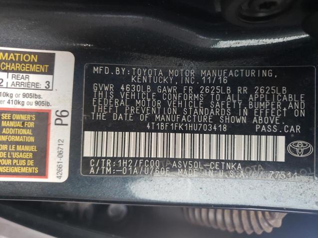 Photo 10 from auction – 2017 TOYOTA CAMRY LE with VIN 4T1BF1FK1HU703418