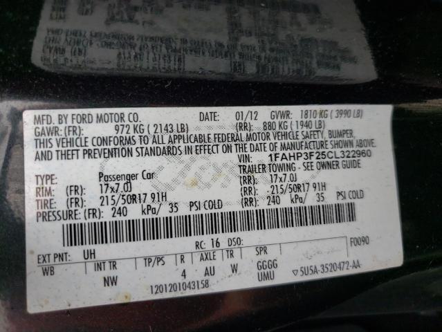 Photo 10 from auction – 2012 FORD FOCUS with VIN 1FAHP3F25CL322960