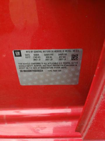 Photo 10 from auction – 2017 CHEVROLET CRUZE LT with VIN 3G1BE6SM7HS586934