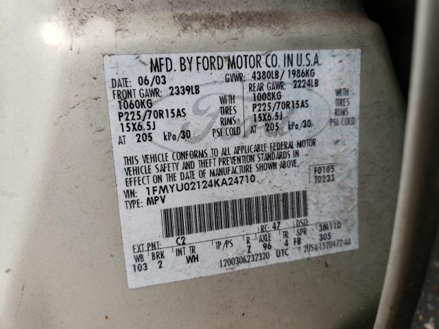 Photo 10 from auction – 2004 FORD ESCAPE XLS with VIN 1FMYU02124KA24710