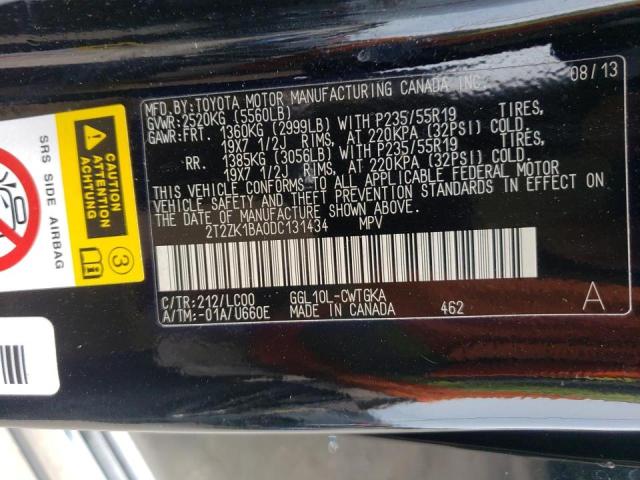 Zdjęcie 10 z aukcji – 2013 LEXUS RX 350 z VIN 2T2ZK1BA0DC131434
