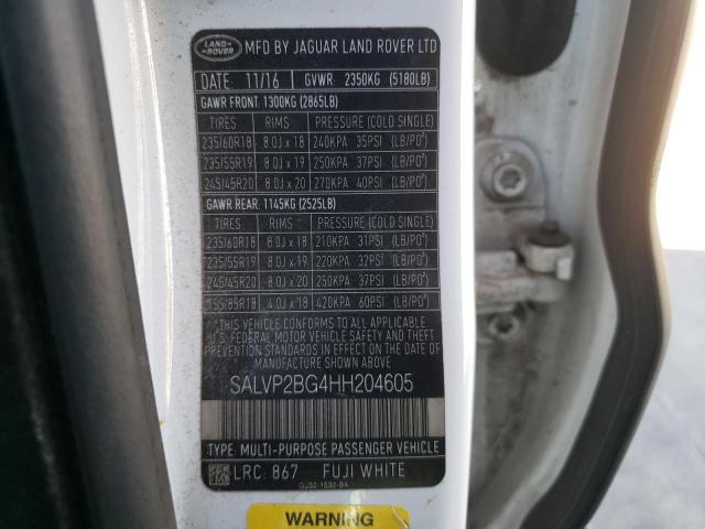 Photo 10 from auction – 2017 LAND ROVER RANGE ROVE with VIN SALVP2BG4HH204605