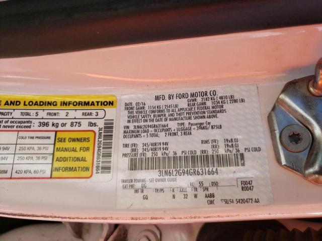Photo 10 from auction – 2016 LINCOLN MKZ with VIN 3LN6L2G94GR631664