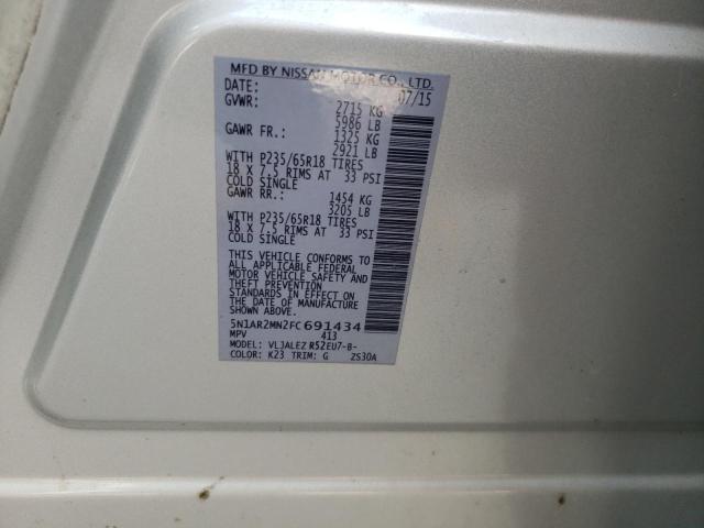 Photo 10 from auction – 2015 NISSAN PATHFINDER with VIN 5N1AR2MN2FC691434