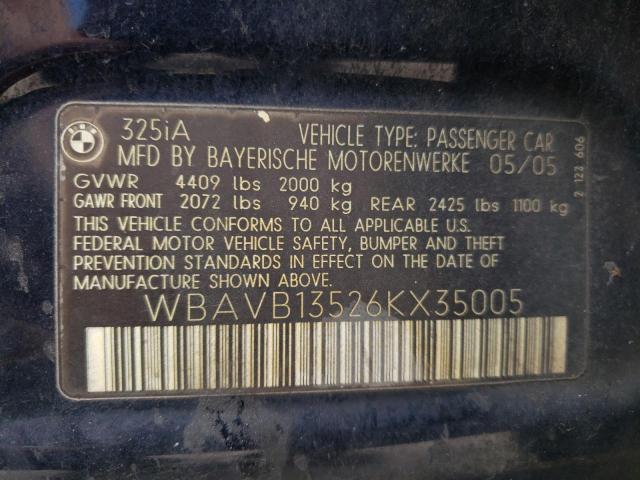 Photo 10 from auction – 2006 BMW 325 I with VIN WBAVB13526KX35005