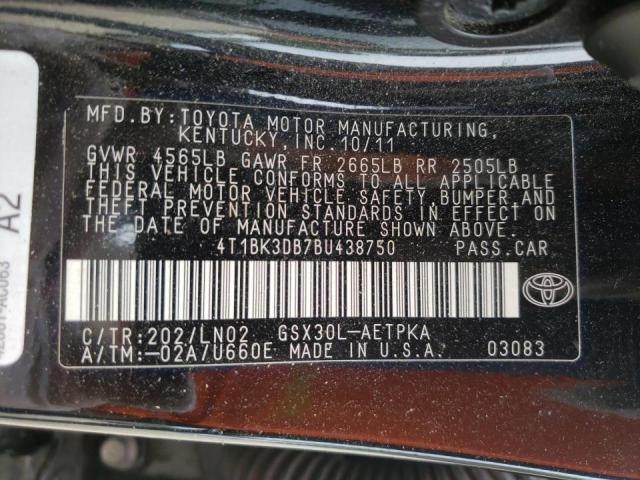 Photo 10 from auction – 2011 TOYOTA AVALON BAS with VIN 4T1BK3DB7BU438750